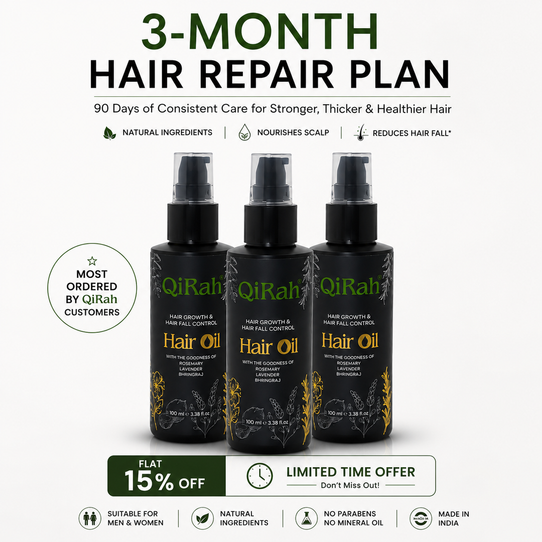 QiRah 3-Month Hair Repair Plan (100 ml × 3) 🔥 Best Value Pack – Save More Every Month